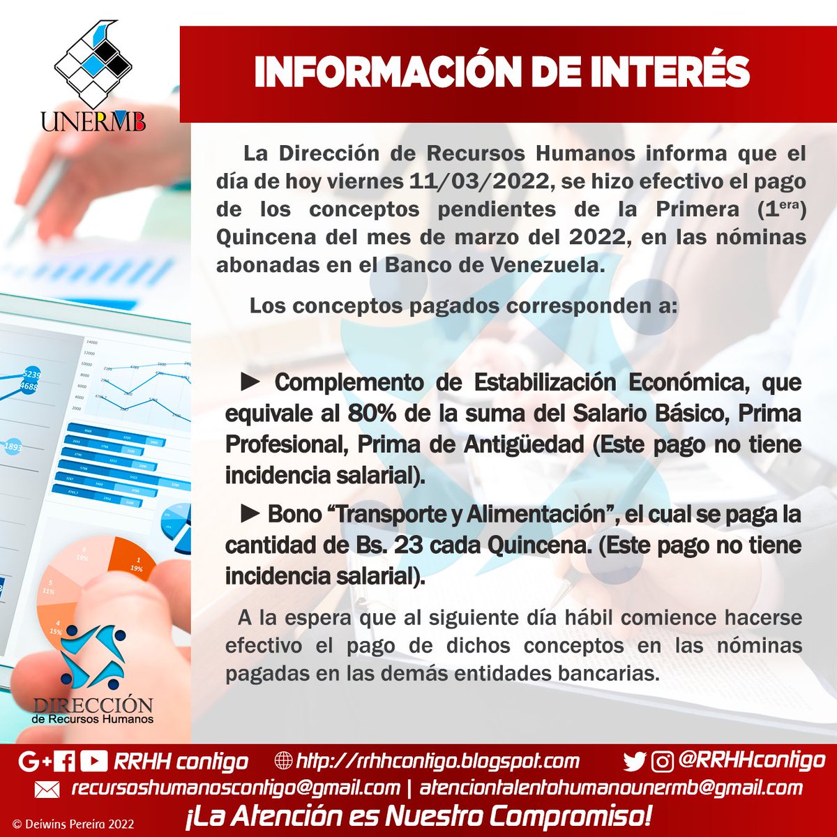 RRHHContigo's tweet photo. #DeInterés Pagos pendientes de la primera quincena de marzo, se hicieron efectivos en las nóminas pagadas en el Banco de Venezuela. https://t.co/HzHc89BZ74