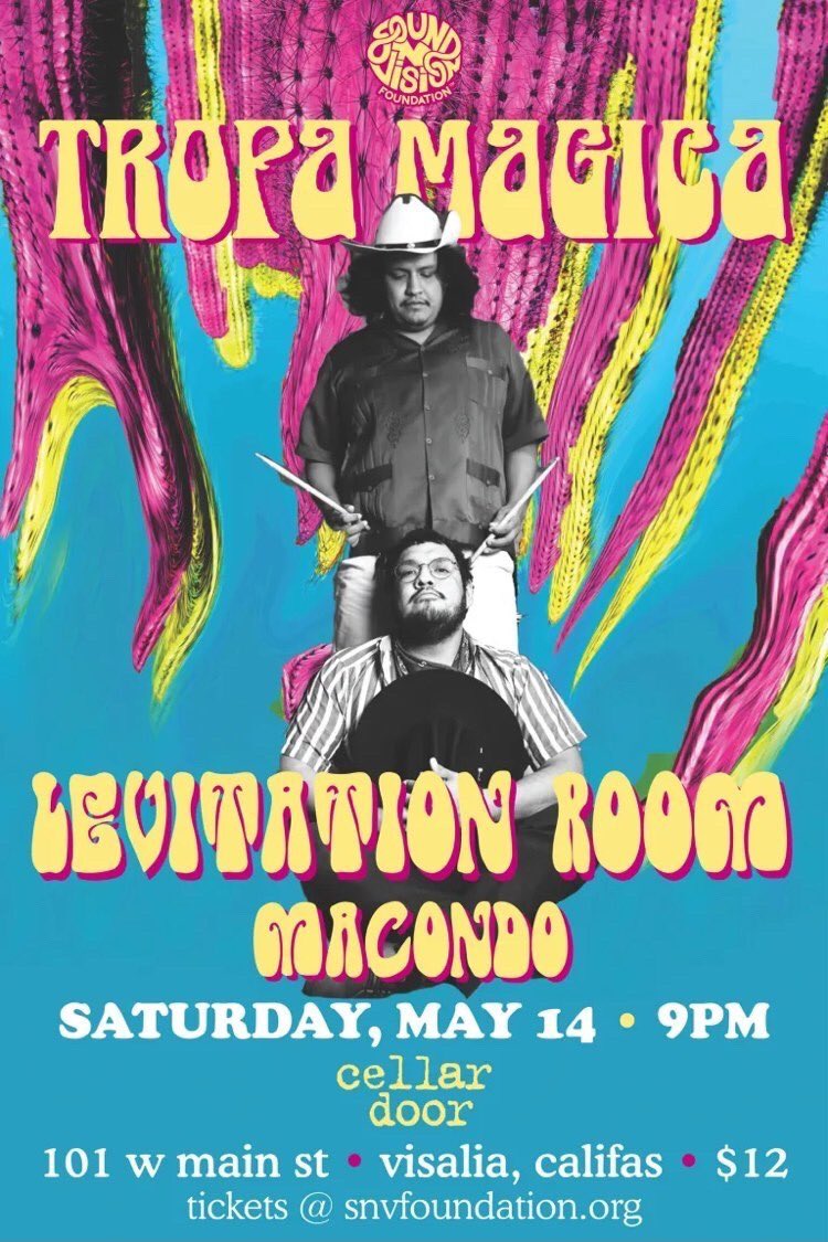 Macondo_Band's tweet photo. New show and it’s gonna be a banger! We’ll be joining @TropaMagica & @levitationroom at the @cellardoor101 May 14th! Courtesy of @SNVFoundation! Bring your Tia that gets crazy at the bailes!
#Macondo #TropaMagica #LevitationRoom #cellardoor #snvfoundation #downtownvisalia https://t.co/RMpzja5iwi