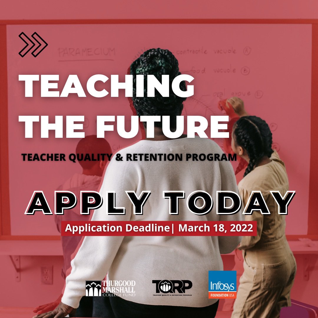 Do you know any undergraduate Education or STEM majors? 

Encourage them to apply for the <a href="/tmcf_hbcu/">TMCF</a> Teacher Quality and Retention Program! 

This is an amazing opportunity for pre-service and in-service teachers! 🍏