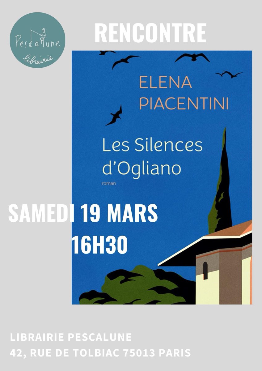 "Les Silences d'Ogliano" d'Elena Piacentini, paru chez <a href="/ActesSud/">Actes Sud</a> a été un de nos véritables coups de cœur de la rentrée littéraire de Janvier. Le Samedi 19 Mars prochain, <a href="/lnapiacentini/">Elena Piacentini</a> nous fera l'honneur de sa visite pour une rencontre avec ses lecteurs à partir de 16h30.