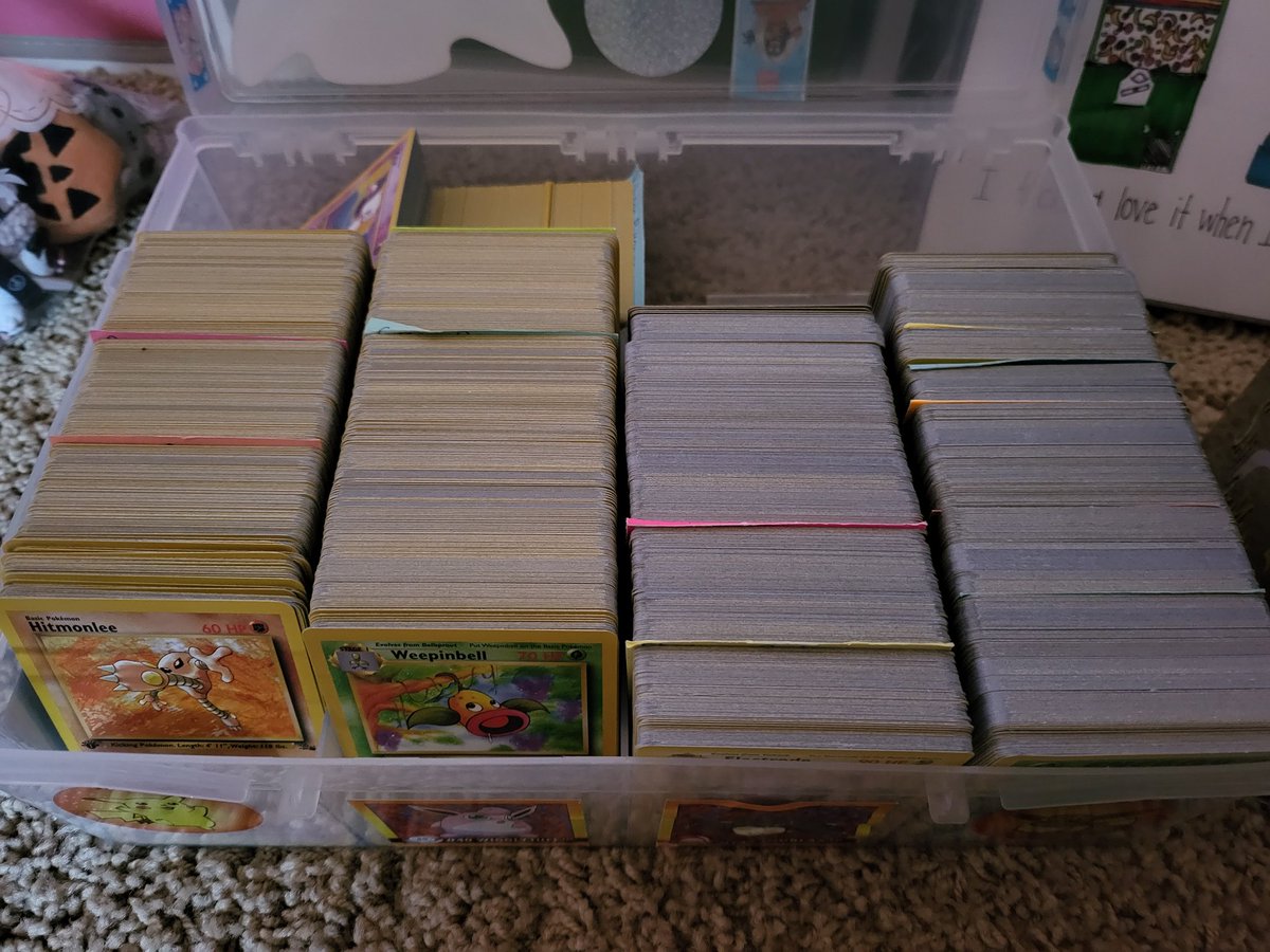I think I stumbled upon a dragon hoard - my old Pokémon cards.  So many first editions too...both holo and non holo. Here's just a few...guess I should figure out how to grade them and how much they are worth.  Advice? #Pokémon #pokemonCards