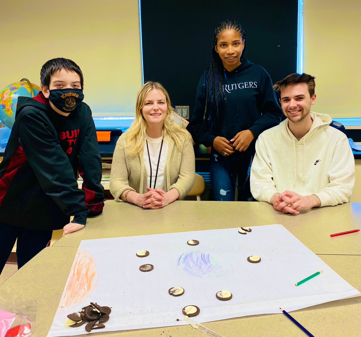 eboorNJ's tweet photo. Sixth-graders @HowellTwpMSS demonstrate their knowledge of the phases of the moon. 🌙 🌚 https://t.co/bgsZUsoKPz #education #phases #moon #FunFriday #collaboration #AcademicTwitter #SixthGradeScience #teamwork https://t.co/jPtEgUbDzp