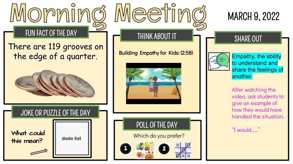 BergeyTweets's tweet photo. In fourth grade, Mrs Hager does some amazing stuff every day with SEL - We have a focus video that facilitates discussion about an SEL topic (empathy)  and then we allow some time to get to know each and share what is going on in our lives. @BASDNEWS #SELDay2022 https://t.co/JGiDoywUop