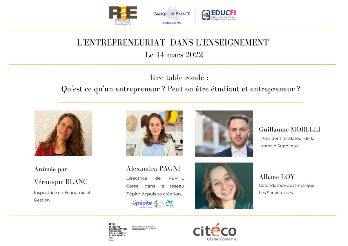 Rencontres2e's tweet photo. Ă lâoccasion de notre #R2Eformation sur « lâ#entrepreneuriat dans lâ#enseignement » du 14/03 en partenariat avec
@Educfi_BDF ,
@VBlancV animera la 1Ăšre table ronde en se questionnant sur : quâest-ce quâun #entrepreneur ? peut-on ĂȘtre #Ă©tudiant et #entrepreneur ? https://t.co/jOtjJdcIUB