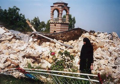 DecaniMonastery's tweet photo. #Kosovo authorities pursue a campaign of denial of  #Serbian #Orthodox #Church legal &amp; property rights, our history &amp; identity saying that our churches are ethnic Albanian. One can legitimately ask the question - Why then did you destroy the churches you consider to be your own? https://t.co/ivd3EZIClg