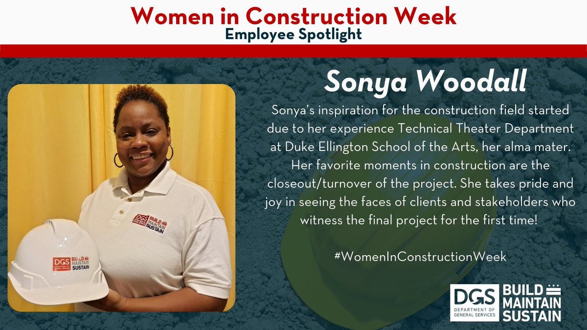 DCDGS's tweet photo. Meet Sonya and Rowan! We are proud to celebrate the expertise and talents they bring to our capital construction projects. #TeamDGS! #WICWeek2022 #WomenInConstructionWeek #WICWeek https://t.co/sEWIUpCil5