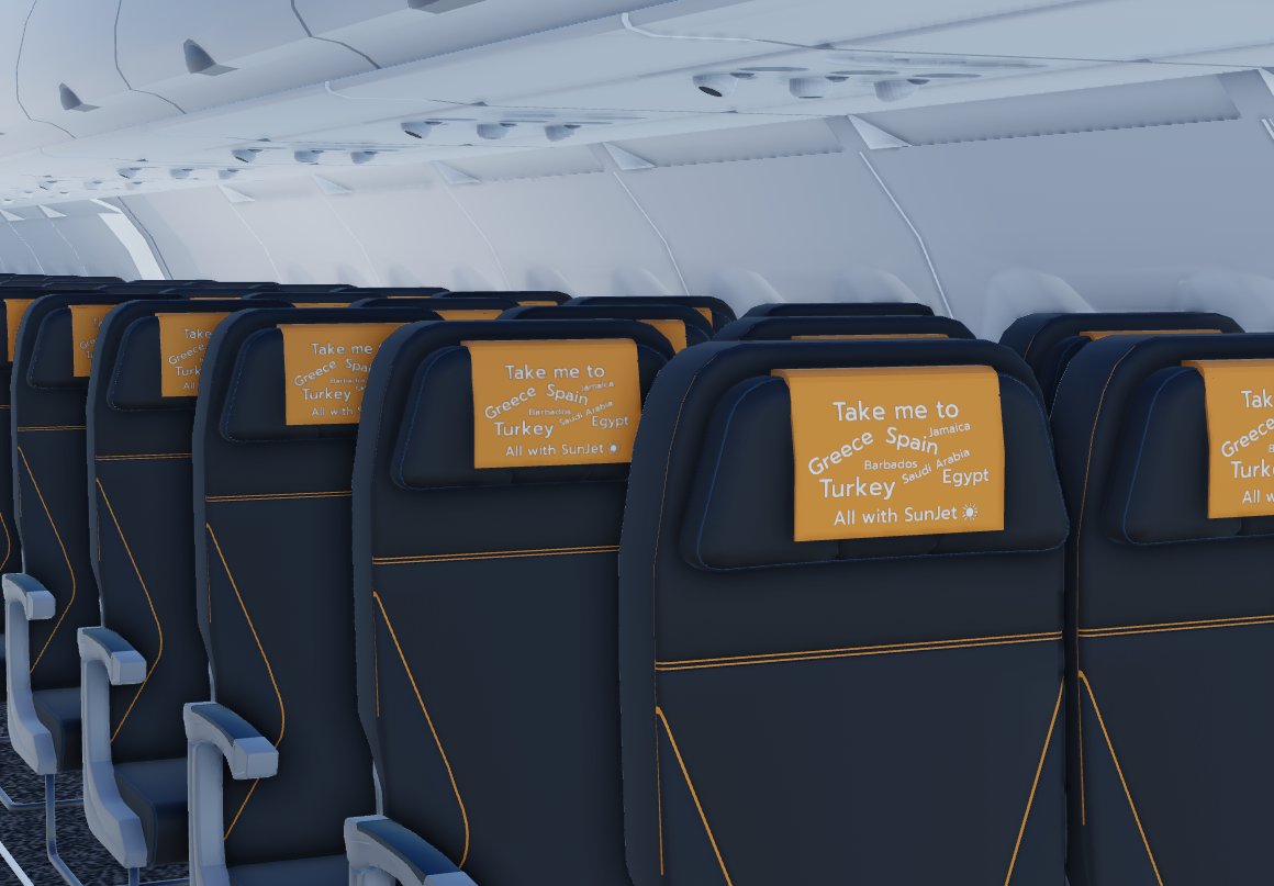 SunJetRblx's tweet photo. Fly Away on a Holiday onboard our A321Neo ✈
With these New Seats 💺

#Roblox #RobloxDev #Roaviation https://t.co/wcuH0sDSYO