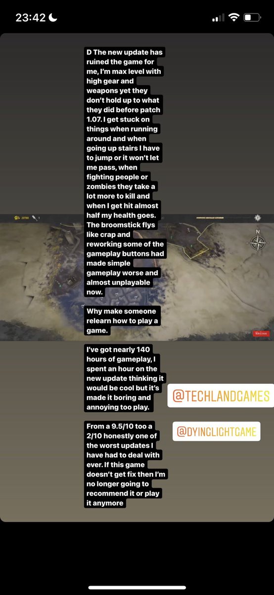 Fuckface_aj's tweet photo. @DyingLightGame @TechlandGames begging for the game to be fixed, you ruined it badly https://t.co/5pt287JTOR
