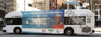 MonicaKPearson's tweet photo. As a child, I rode the bus and now I’m on the bus.  Thank you @cbs46 @peachtreetv @GrayTelevision https://t.co/OxPQJm23Lw