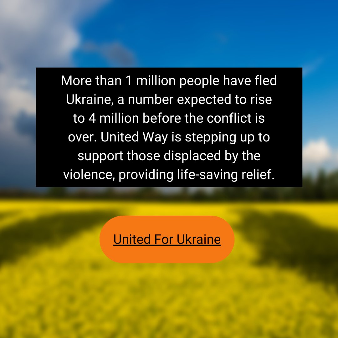 More than 1 million people have fled Ukraine, a number expected to rise to 4 million before the conflict is over. United Way is stepping up to support those displaced by the violence, providing life-saving relief.

unitedway.org/our-impact/wor…
