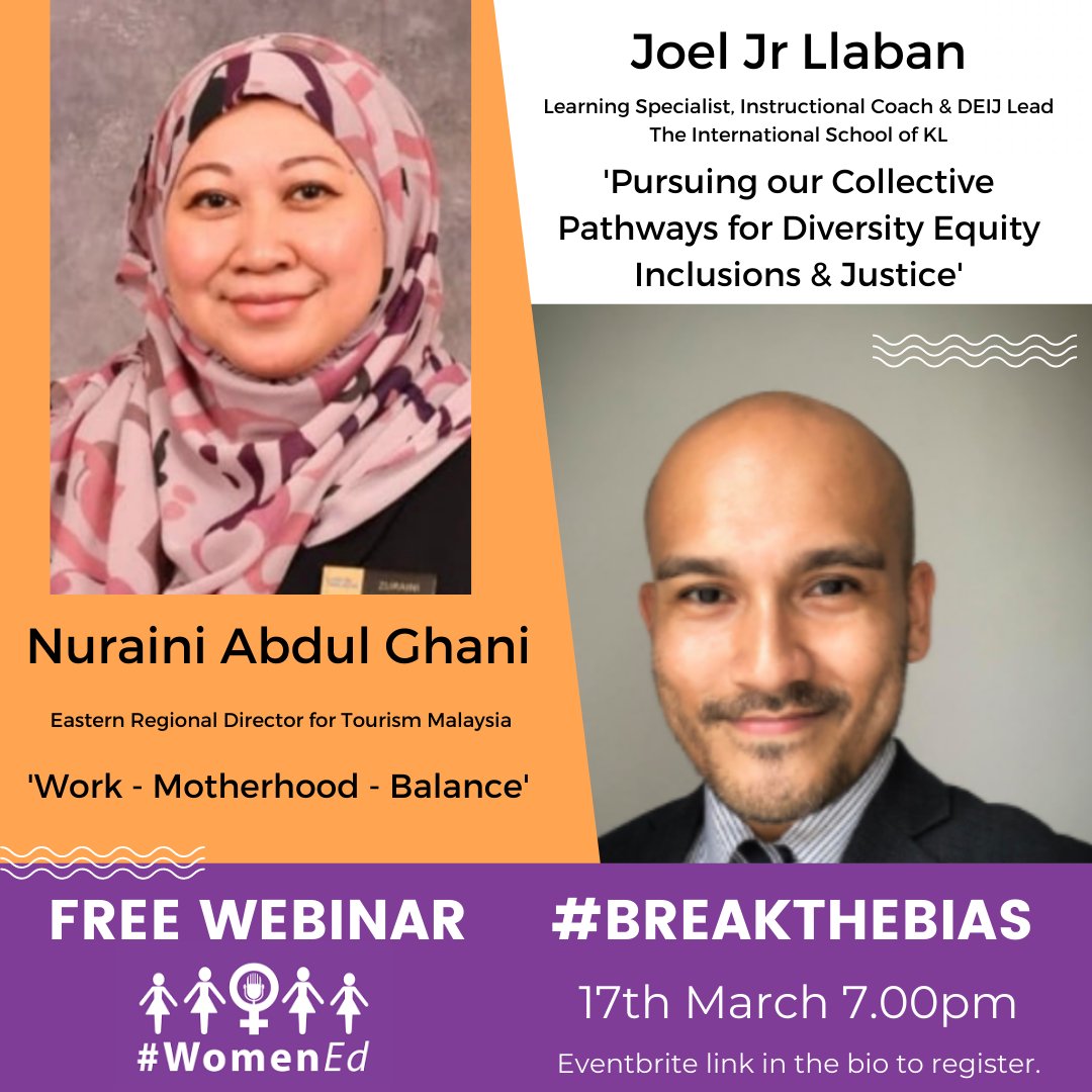 Join <a href="/womenedmys/">WomenEdMYS</a> on Thursday 17th March for more inspirational speakers .... <a href="/joeljrllaban/">Joel Jr Llaban</a> #Breakthebias #deij #womened #diversityequityinclusion
Click on the link to register: eventbrite.co.uk/e/womened-mala…