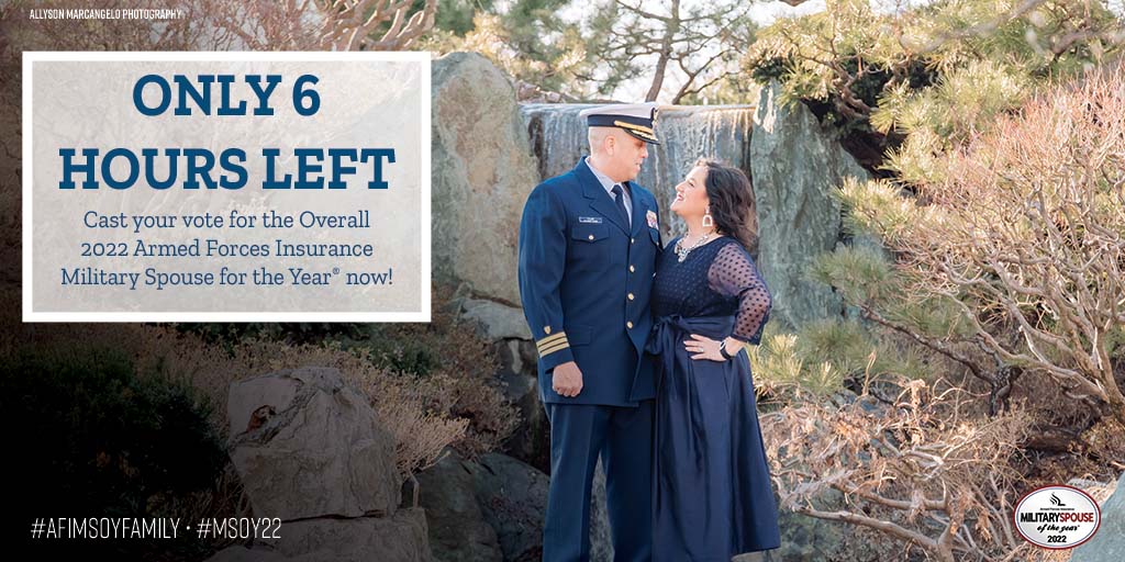 MilSpoOfTheYear's tweet photo. Only 6 Hours left to vote….Hurry before it’s too late! Visit https://t.co/WJrLCv52S1 to vote! #AFIMSOYFAMILY #MSOY22 https://t.co/MfzegixZX0