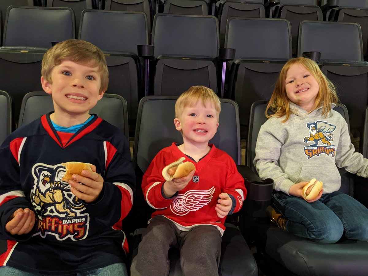 Two nights in one week?! The MacKenzie kids love their hockey and their $2 dogs. #GoGRG #griffins