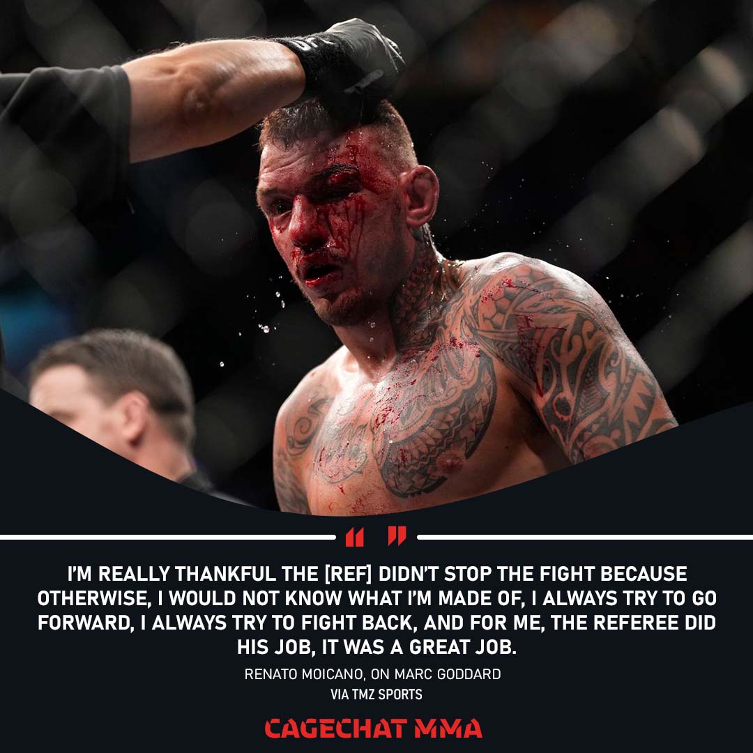 Renato Moicano is thankful referee Marc Goddard didn't stop the fight against RDA at #UFC272.