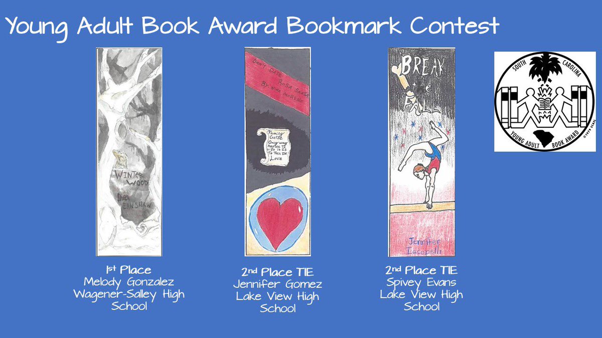 SCASLNet's tweet photo. We are proud to announce our SC Book Awards, Book Banner, Book Trailer, and Bookmark winners for this year!  Thank you to our Book Award Committees for their hard work and dedication throughout the year to make these awards possible! https://t.co/tP7HxRCJPd