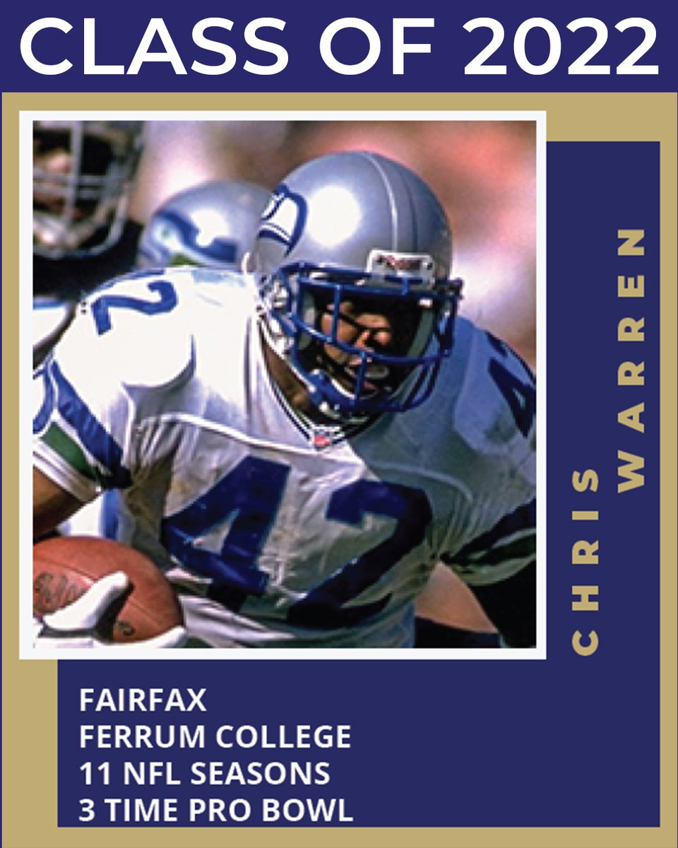VaSportsHoF's tweet photo. Celebrating 50 days until 2022 Induction Weekend
Did you know aside 9600+ yds from scrimmage, 2022 inductee @SEA42HAWKS also amassed over 2600 kick/punt return yds in his career. Warren totaled 12,349 all purpose yds in his 11 year career.
https://t.co/cFKWMZzBdn https://t.co/RwyklfK4mb