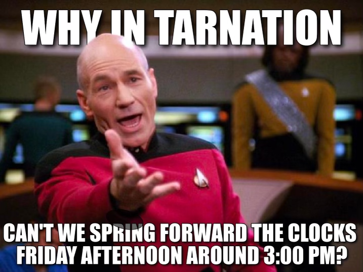 pioneertitleco's tweet photo. Don't forget to to spring forward and change your clocks one hour ahead before you go to bed Saturday night!⏰

#springforward #march #Startrek #pioneertitleco #tarnation #friyay https://t.co/erbvxIDwos