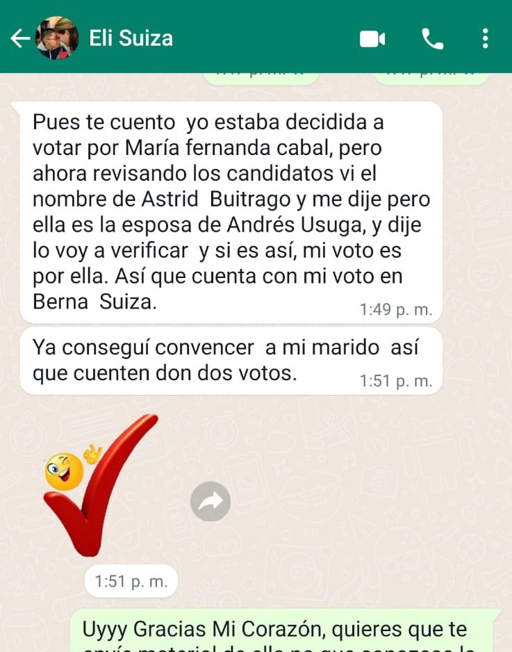 AstridBuitragoS's tweet photo. Agradecida con los votos de compatriotas colombianos en el #exterior que apuestan por este proyecto. Por la democracia y por la libertad. No los voy a defraudar. 

#Elecciones2022 #Senado #CD86 https://t.co/sax7nKcxgS