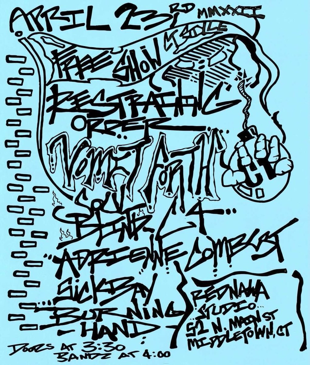 PinkMotoRazr's tweet photo. Something for Connecticut

Teamed up with @Brasscitymerch for this one

FREE SHOW

@restrainorderhc 
@VomitForth 
@soulblindhv 
#C4
@CombustNyhc 
#Adrienne
@sickbaymetal 
#BurningHand

See you there https://t.co/jiGmE51wDB