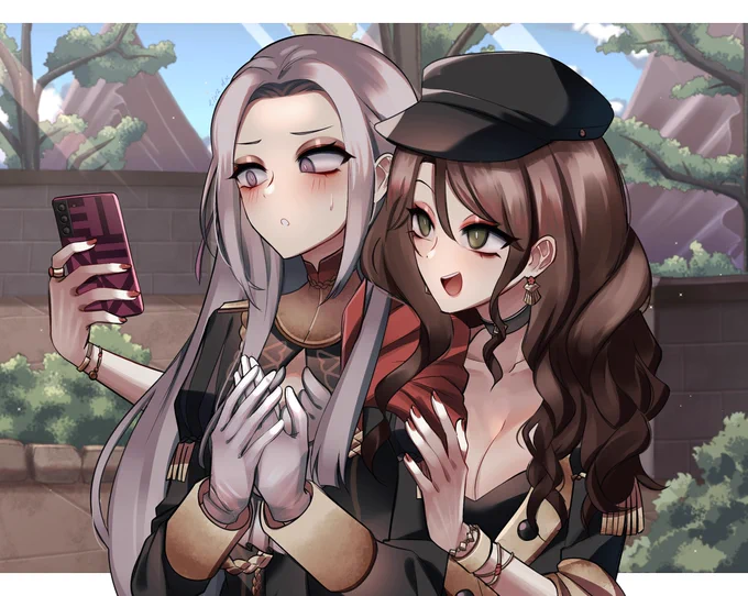 Dorothea and Edelgard take a photo 