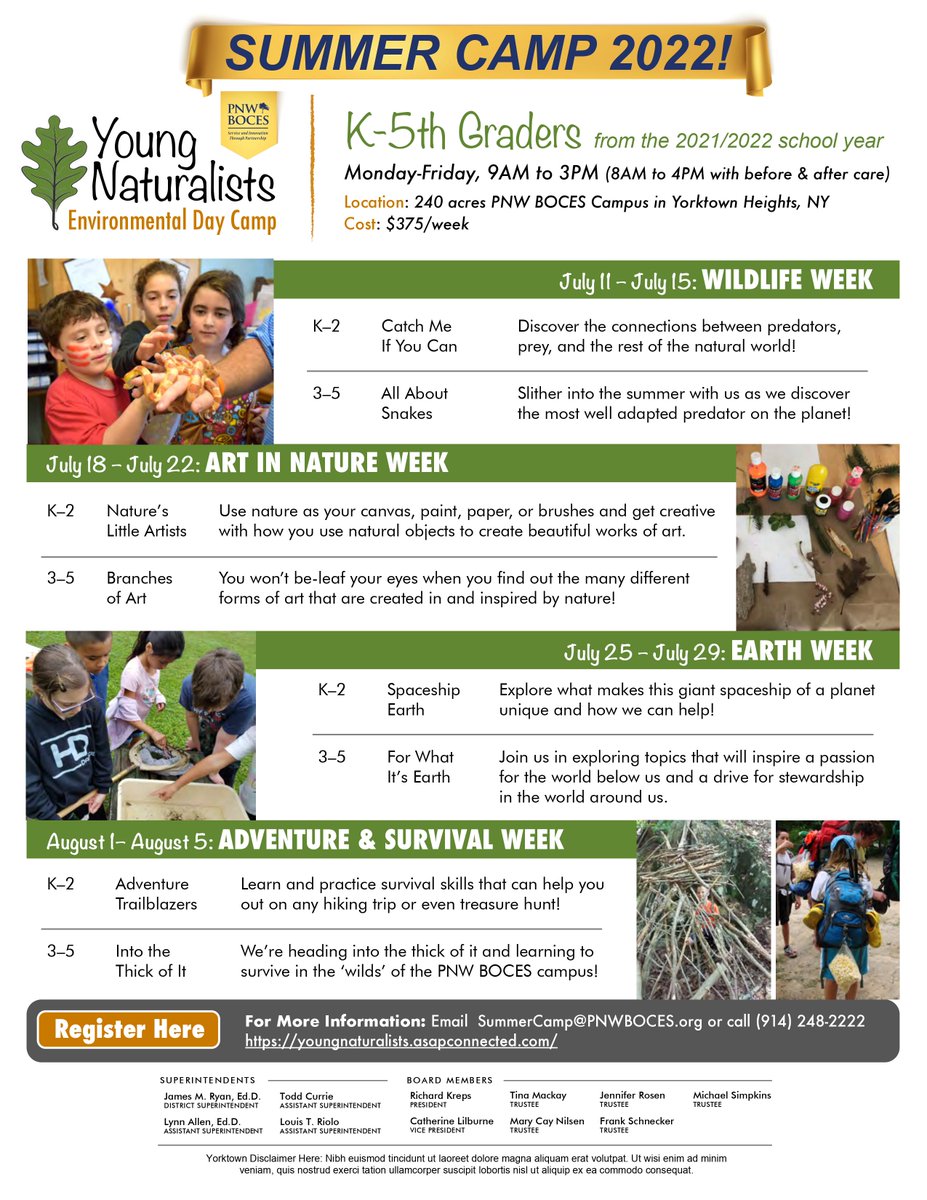 Join us for a summer of wildlife exploration, art in nature, discovery of our planet, and adventure! Find offerings and registration for this year’s Young Naturalist Environmental Day Camps at bit.ly/YoungNaturalis….