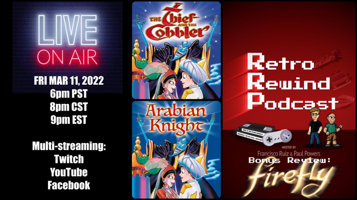 pauljpowers's tweet photo. Podcasting our review of The Thief and the Cobbler / Arabian Knight for the #RetroRewindPodcast. @retrorewindpod 
Guest hosts: Jacob &amp; Drew from @cast_cel https://t.co/p3KlYl1hTR