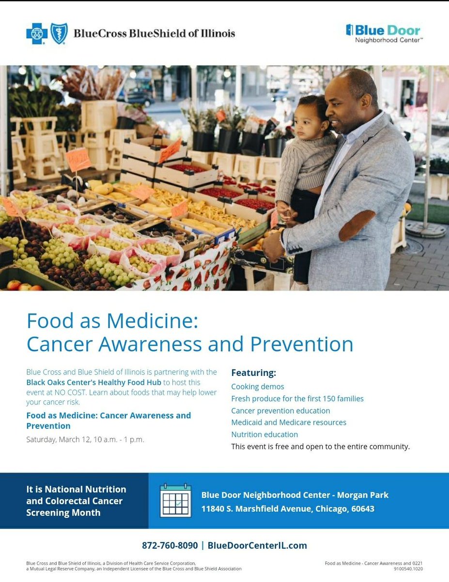 ILDHFS's tweet photo. Join us for a great event in the Morgan Park community with @BCBSIL, @blackoakscenter on Saturday, March 12th from 10am to 1pm at Blue Door Neighborhood Center-Morgan Park: 11840 S. Marshfield Avenue, Chicago, IL 60643. Hope to see you there!!!! https://t.co/ynFXaf1nfs