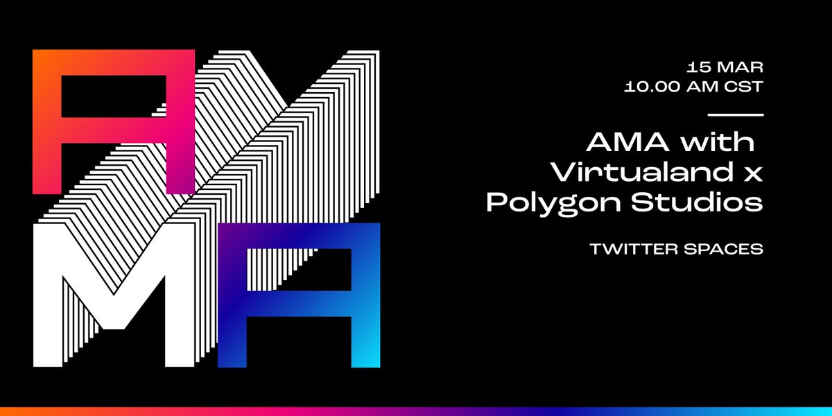 Join us on 3/15 at 10AM CST on Twitter Spaces with @Virtualand_tech 👏🏼👏🏼👏🏼