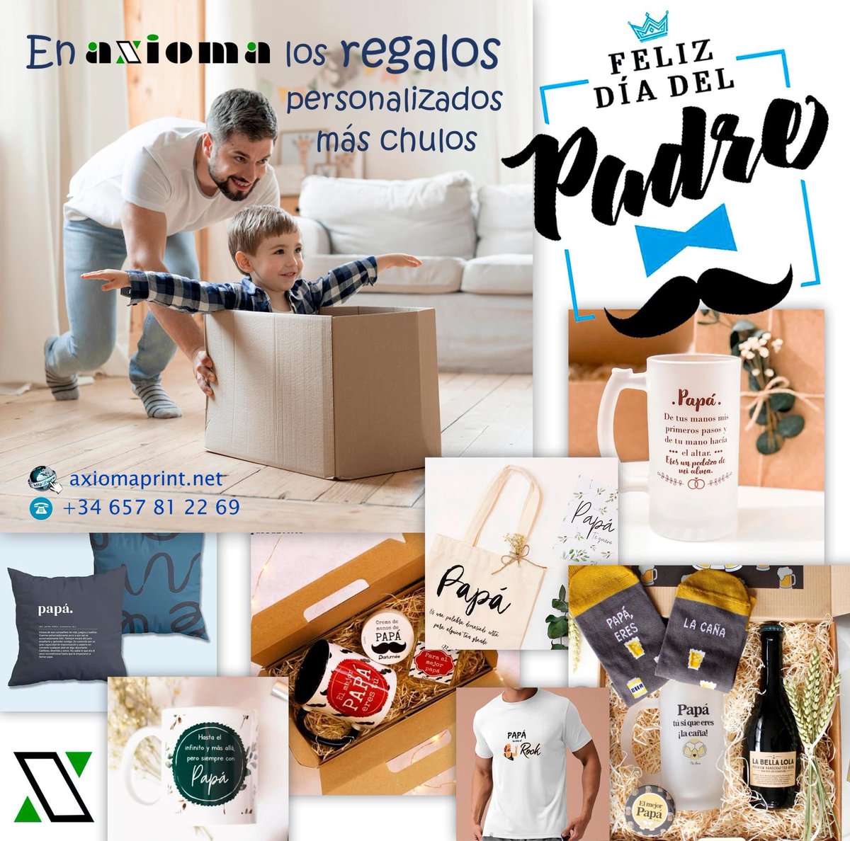 Axiomaprinter's tweet photo. EN AXIOMA NOS GUSTA MIMAR A LOS PAPÁS

Ten con él un detalle personalizado por el DÍA DEL PADRE

👥 Axioma Servicios Publicitarios
🐤 @Axiomaprinter 
📸 @axiomaprintco
📱 +34 618 315 668 / +34 657 812 269
🌐 https://t.co/oRnxMinl49 https://t.co/Key5m1H8jP