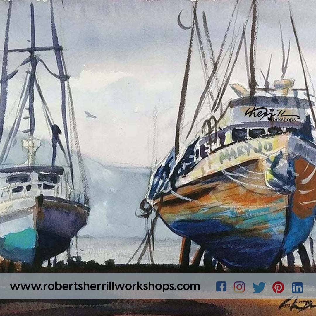rsworkshops's tweet photo. "Docked" - A previous lesson from my virtual landscapes class.

For current classes  &amp; workshops
visit: https://t.co/rJXd9RW63B
.
.
.
#ArtistOnTwitter #art #learnart #paintalong #paintinglessons #onlineclasses #learntopaint
#landscapepainting #watercolorpainting #sketch https://t.co/bqFOjnw9ci