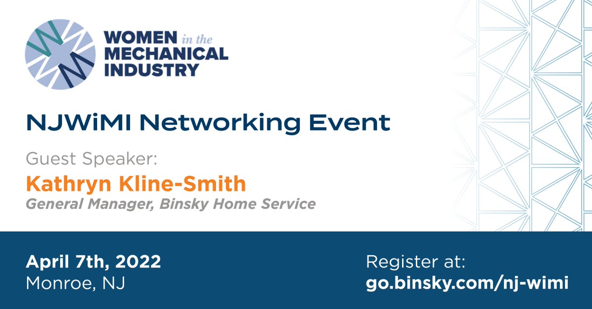 Binsky_Snyder's tweet photo. To close out National Women in Construction week, we're excited to share some information about the upcoming New Jersey Women in the Mechanical Industry (NJWiMI) event. On April 7th, NJWiMI is hosting an event to bring together professionals from all ov... https://t.co/jaAcjS5AzX https://t.co/fxOcYLUH20