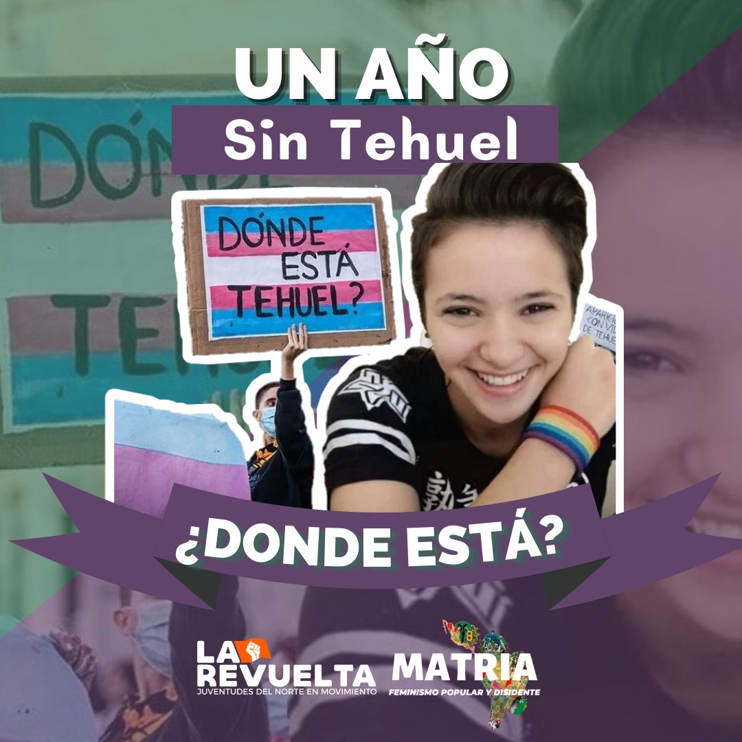 matria_sde's tweet photo. NO TE OLVIDES DE TEHUEL

La invisibilizacion es otra desaparición.
Las vidas trans importan.
Los feminismos seguimos exigiendo #QueAparezcaTehuel #DondeEstaTehuel https://t.co/3pbVNR0ElZ