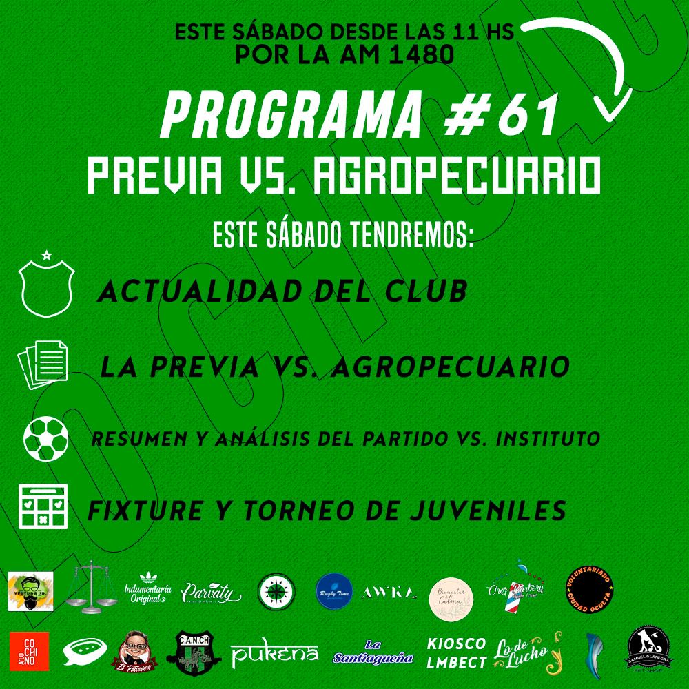 A_Lo_Chicago's tweet photo. #ALoChicago / #Programa61
Mañana, cómo todos los sábados, desde las 11 hs te esperamos por la AM 1480.
Luego de la cobertura en Cordoba, se viene un programon. Vamos analizar al nuevo torneo de las inferiores. Toda la actualidad institucional y de actividades. https://t.co/qZzXaIGXSQ