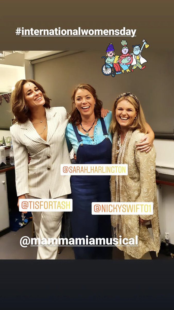 TeamTashOBrien's tweet photo. Just a few pictures of the beautiful @tisfortash as Tanya featuring some of her glorious cast mates 💃🏻 💃🏻 💃🏻 🎤 🎶  @ambracas 🧡💚💖 https://t.co/jwwYxSVFzN