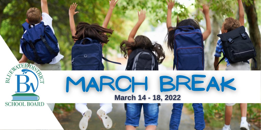 BluewaterDSB's tweet photo. We wish our #BWDSB students, staff, and families a safe and wonderful March Break! For those who are working throughout, hopefully, you are also able to find some time to relax, recharge, and enjoy the company of friends and family. https://t.co/rZ2xQ6Spk3