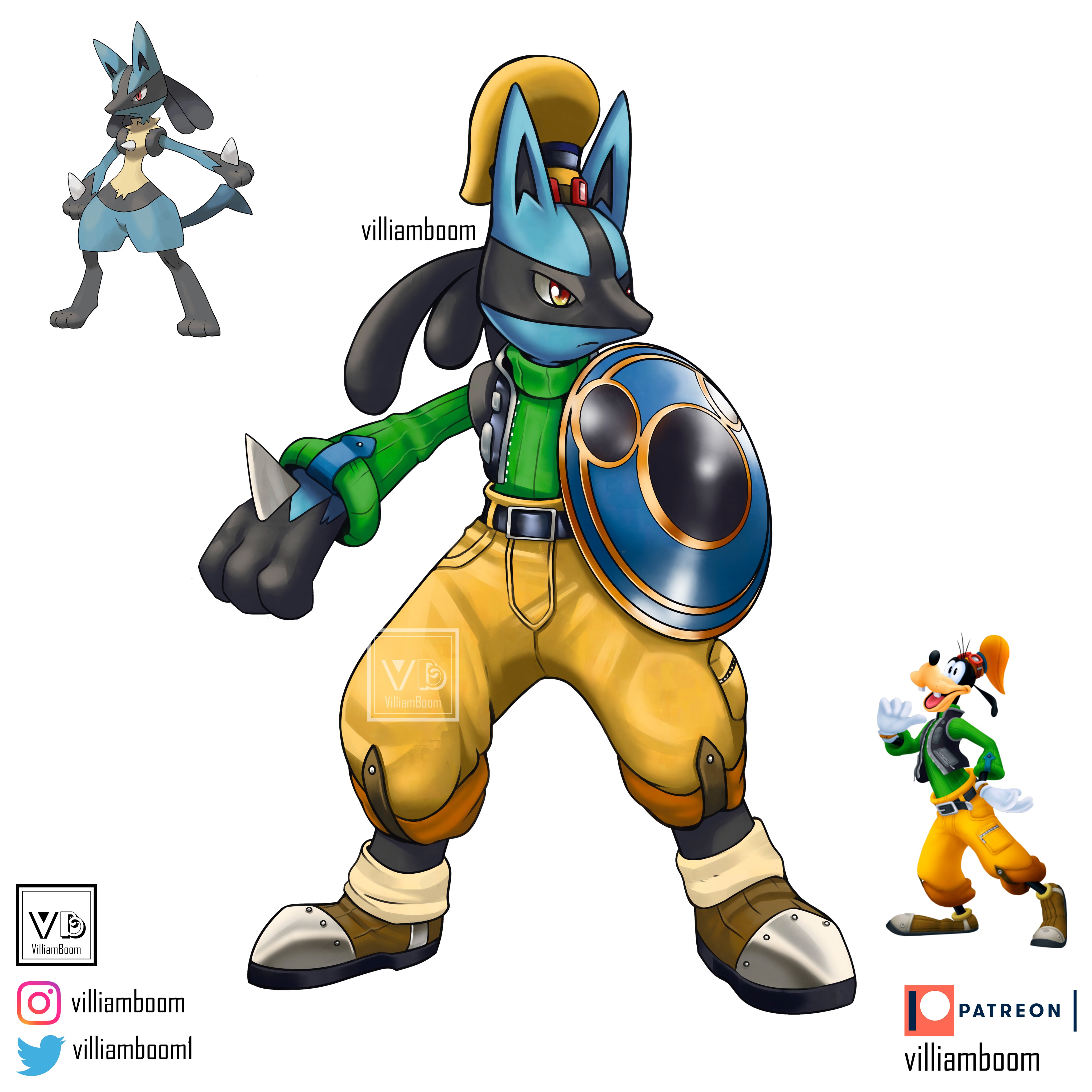 Shiny Lucario (+Mega) + Goofy (Disney) by shawarmachine on DeviantArt