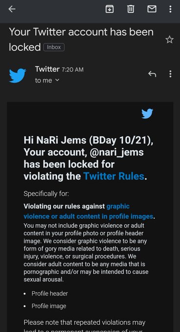 Well apparently my profile photo and header/cover photo was "TOO SEXY" for Twitter. So unfortunately<a href="/tag/mvsales"class="tags"><span>#mvsales</span></a>