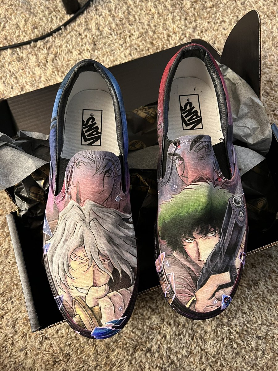 marshallwright's tweet image. Y’all…check out these custom Cowboy Bebop Vans that @VanimeSole created for me! He’s such an amazing talent. 🙏