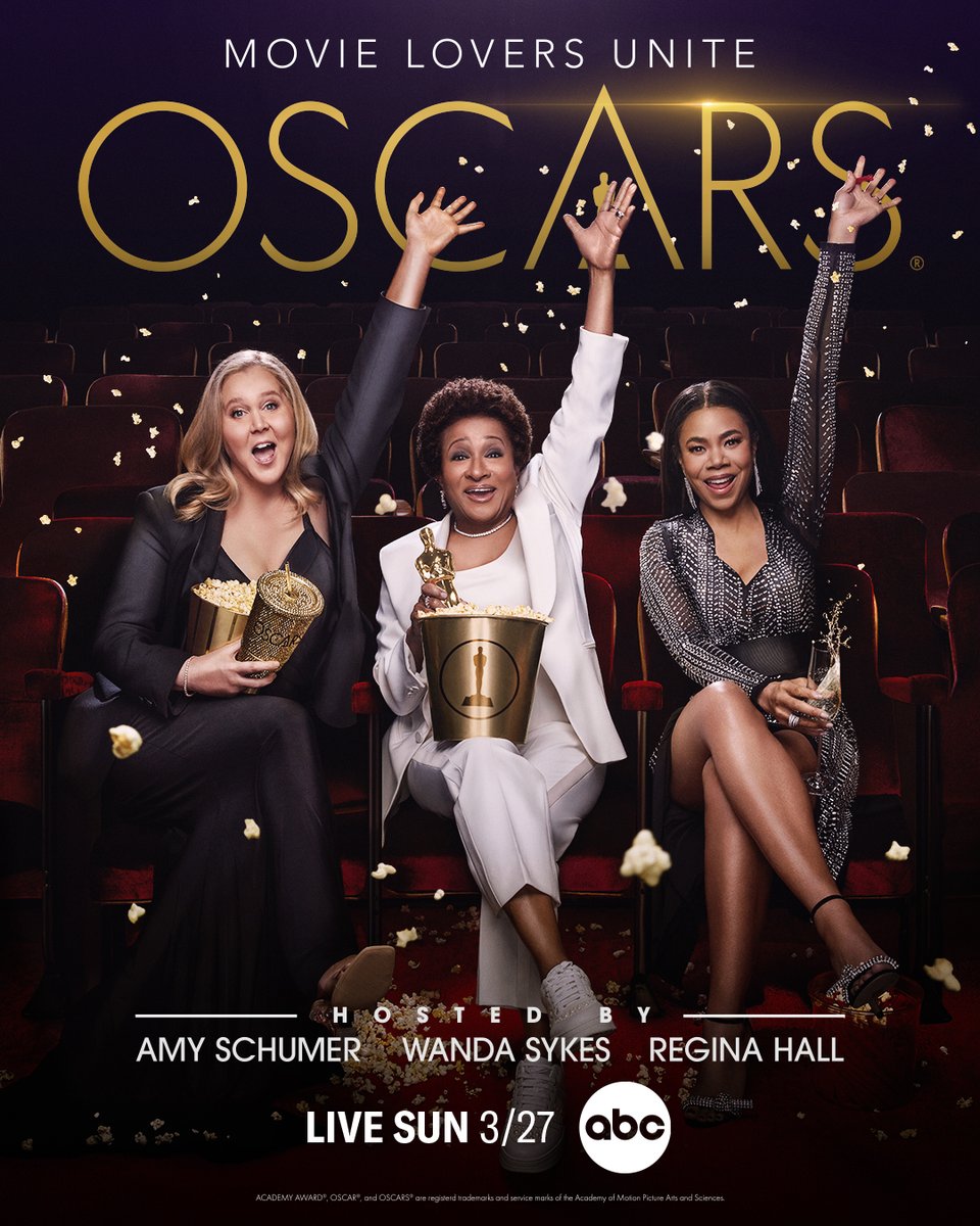 Get your popcorn ready for Hollywood's biggest night! 🍿💫 Catch the #Oscars hosted by <a href="/MoreReginaHall/">Regina Hall</a>, <a href="/amyschumer/">life</a>, and <a href="/iamwandasykes/">Wanda Sykes</a> LIVE Sunday, March 27 on ABC!