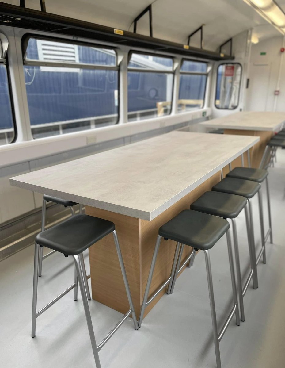 FagleySchool's tweet photo. Full steam ahead. 🚂💨 The lab tables and stools are now in place. We are nearly ready to welcome the children onto the train for their science lessons.🧪🧫🧬Thank you for all your hard work Mrs Thompson making this dream come true! #fagley #pacertrain #science https://t.co/bvNoJYDNAG