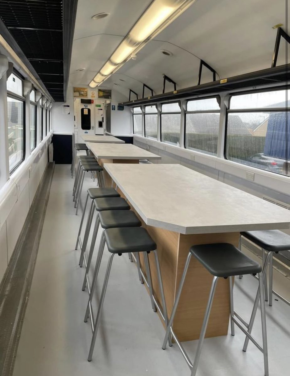 FagleySchool's tweet photo. Full steam ahead. 🚂💨 The lab tables and stools are now in place. We are nearly ready to welcome the children onto the train for their science lessons.🧪🧫🧬Thank you for all your hard work Mrs Thompson making this dream come true! #fagley #pacertrain #science https://t.co/bvNoJYDNAG