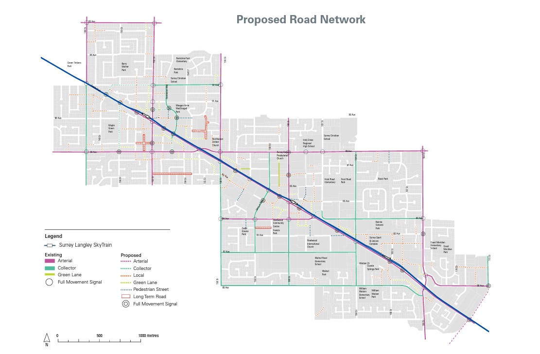 DougMcLeodPEng's tweet photo. The Proposed Road Network Concept identifies road classifications, new road connections that will improve connectivity, accessibility, and mobility, and future signals and/or intersection control. This supports the land use in the area as it transforms into a regional town centre https://t.co/SNShiTLmXY