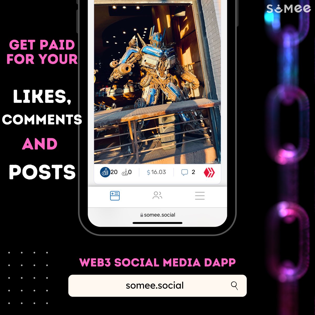 realsocialai's tweet photo. SoMee gives people the value and control they deserve.
Users get paid for Their: Likes, Comments, Posts, Shares
Connect &amp; Collect!!! Join https://t.co/5WeXXPRw0I
#SoMee #Decentralized #Web3 https://t.co/tHLvb69h1j