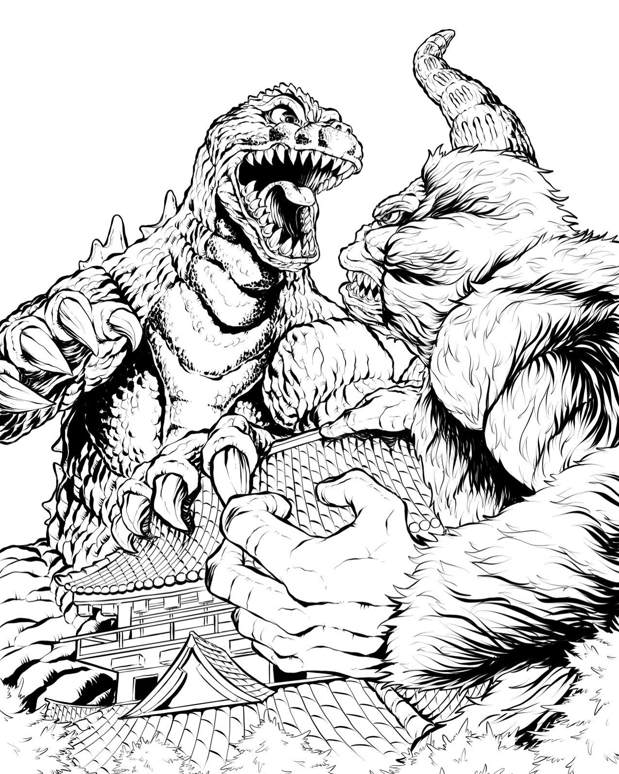 godzilla vs king kong coloring pages