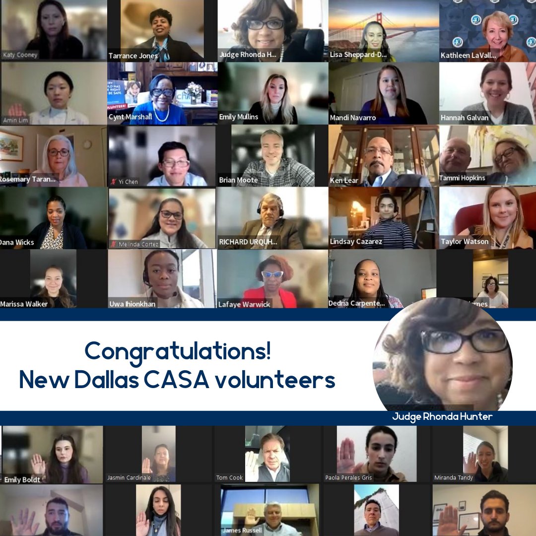 Dallas CASA volunteers are the caring connection for a child in foster care. Today 49 good people swore to be a positive force, an advocate for children in foster care. #welldone
Please help us to congratulate our new Dallas CASA volunteers! 💙 Big thanks to Judge Rhonda Hunter!