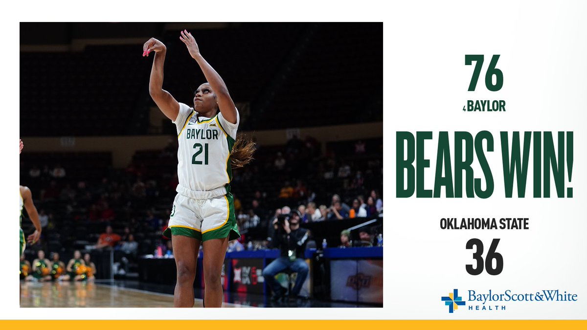 BaylorWBB's tweet photo. Fewest points allowed in a Big 12 championship game 💪 ! On to the Semi's!😤

#SicEm | #GreaterThan https://t.co/Pw58zOY6ke
