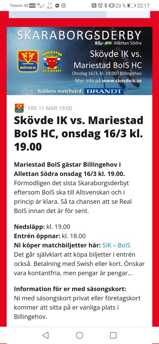 Tänk om <a href="/SkovdeIK/">Skövde IK</a> fokuserat lite på sig själva. Då kanske man inte hade behövt vara så här bittra på en officiell hemsida när man försöker få folk att gå på matcherna...
#kämpasiken