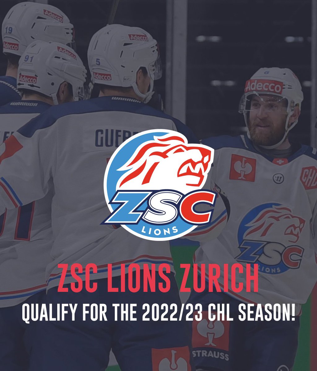 championshockey's tweet photo. 🦁 ZSC Lions Zurich qualify for 2022/23! 

The Swiss NL side, and 2017/18 Quarter-Finalists, will return for their seventh CHL season later this year! 

See you on CHL ice soon! https://t.co/HAG8gCoJ1t