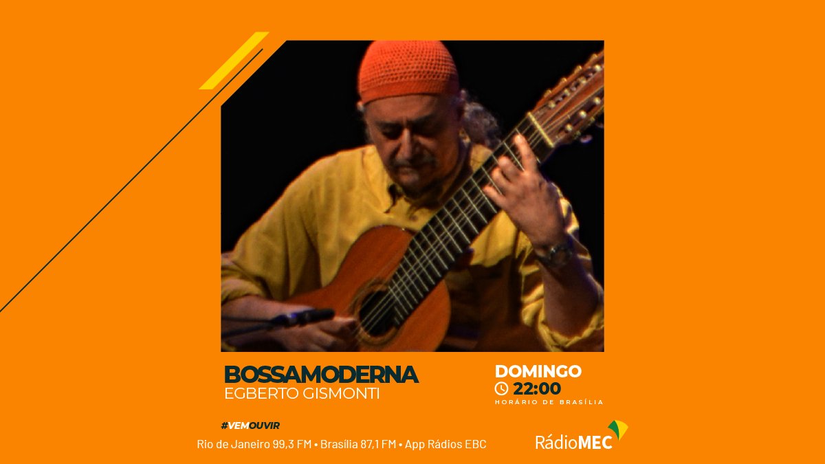 radiomec's tweet photo. Pesquisas sonoras, experimentações e simplicidade. #EgbertoGismonti é tema do #Bossamoderna.
🔴 NO AR, 22h, domingo (13)
📻 Rio de Janeiro 99,3 FM • BSB 87,1 FM
💻 https://t.co/pI89wMOejE
📱 app Rádios EBC
📷 ProtoplasmaKid, CC BY-SA 4.0 https://t.co/LXrhNWT2lP