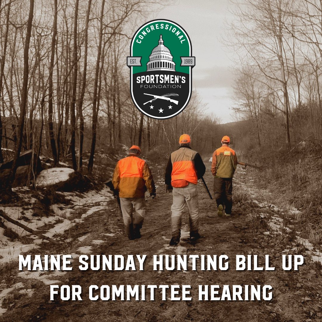 On March 14 at 9 a.m. Eastern, CSF will be testifying before the Maine Committee on Inland Fisheries and Wildlife with regard to LD 2014 – An Act Related to Sunday Hunting. Want more information? Click the link! legislature.maine.gov/committee/#Com…. 
#IFishIHuntIVote #CSFHasYourBack